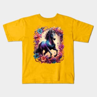 Majestic Stallion Floral Kids T-Shirt